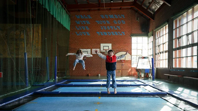 Kids can pet rabbits, play air hockey or go trampolining here for free. But maybe not for long