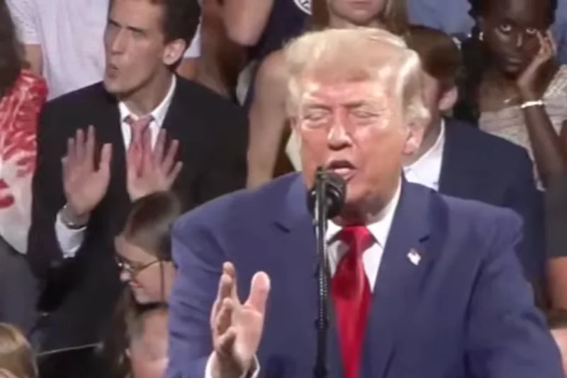 Trump’s signature hand moves mimicked by man sat behind him during rally speech in Georgia