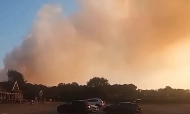 Holidaymakers evacuated as firefighters battle huge wildfire in Suffolk - with flames spreading towards nuclear site