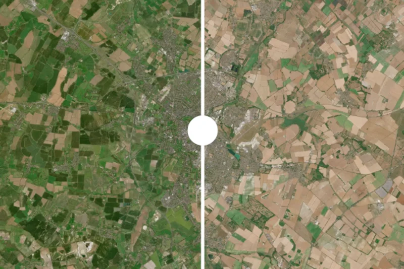 Dramatic before and after pictures show devastating impact of Britain’s record-breaking heatwaves