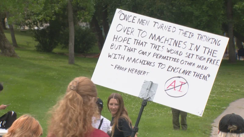 People voice concerns over AI data centre at rally in Saskatoon