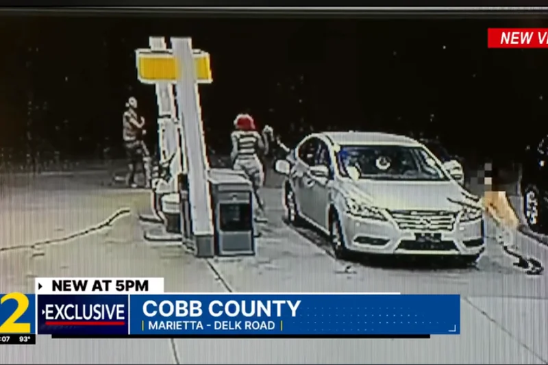 Moment Georgia mom used a gas pump to stop a kidnapper from snatching her child