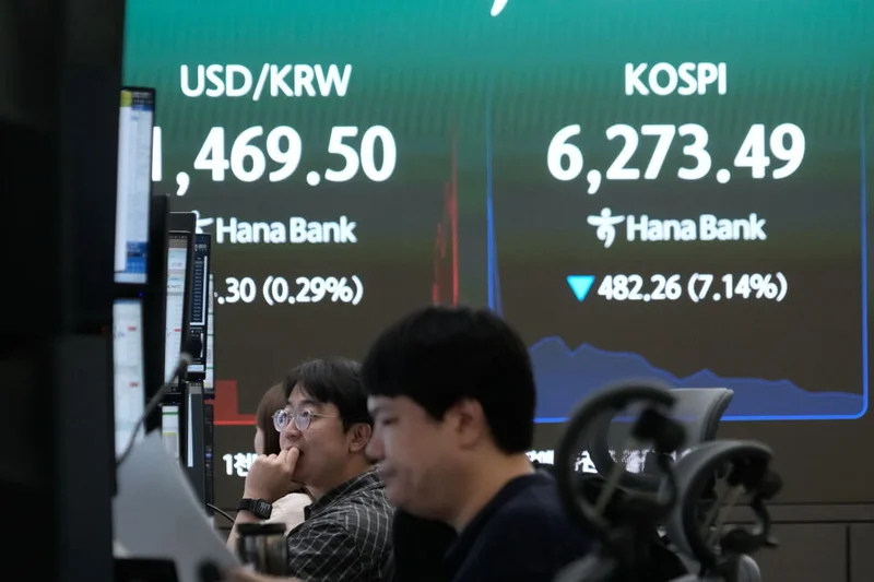 Asian shares slip and South Korea’s Kospi index sinks 10% on heavy selling of chipmaking stocks