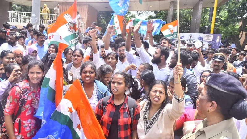 Students, NSUI stage protest over NEET imbroglio; around 15 protesters detained