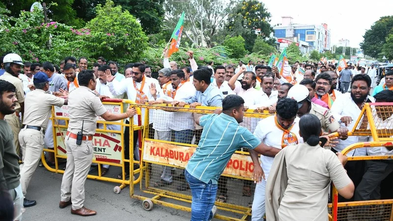 Police foil BJP march to Congress office, detain party leaders