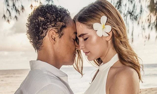 Explosive lesbian romance that began between an 'Avenging Angel' and a much younger British actress at Davos ends in toxic High Court fight - as property tycoon battles to stop her 'poor' bride getting £225m fortune
