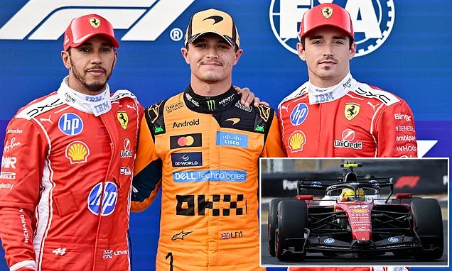 Frustrated Lewis Hamilton is handed a three-place grid penalty in another blow to Ferrari star after he had pole position snatched away by British rival Lando Norris