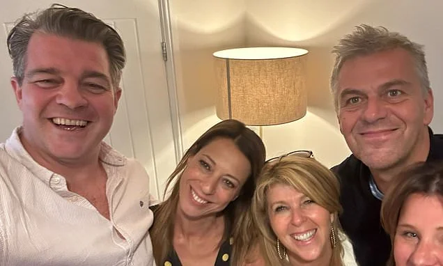 Kate Garraway brings her new love interest Liam Halligan to her best friend's husband's birthday celebrations in latest sign their romance is hotting up