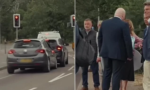 Moment female driver screams abuse at Nigel Farage out of car window before crashing seconds later