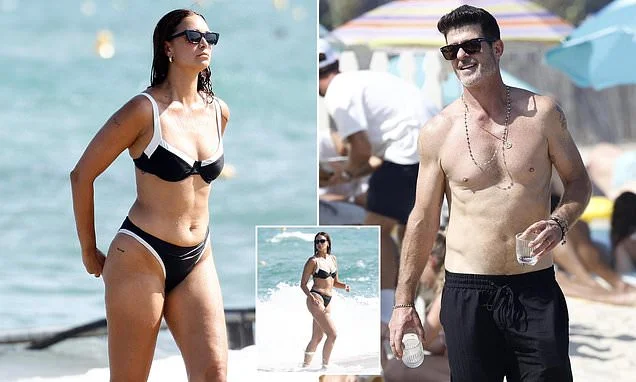Robin Thicke's model wife, 31, shows off incredible bikini body after giving birth to three kids as they vacation in Saint-Tropez