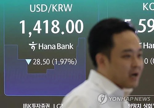 (LEAD) S. Korean won surges against U.S. dollar on foreign buying in local stocks