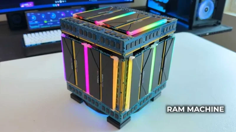 'RAM Machine' case probably costs more than the entire build — Nvidia RTX 5060, Core Ultra 5 CPU, and 32GB DDR5-8200 RAM are hiding inside