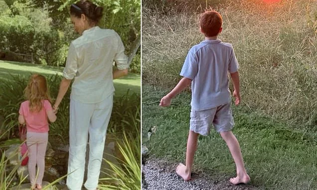 Following in his mother's footsteps! How Archie has adopted Meghan's love of going barefoot - as he strolls through the countryside without shoes on during European holiday