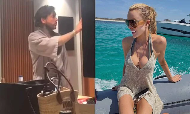 Olivia Attwood is left in hysterics as video emerges of boyfriend Pete Wicks leaping out of her bed in his dressing gown during their raucous trip to Ibiza
