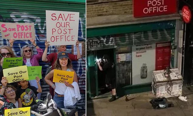 Family-run Post Office in trendy east London neighbourhood is seized by landlord in 4am raid - as locals declare 'nail in the coffin' for area torn apart by 'greed'