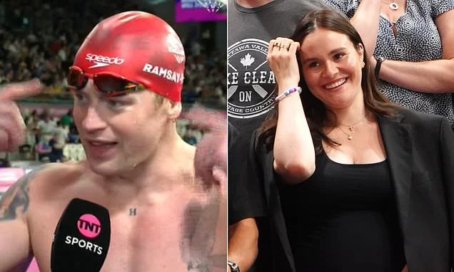 Adam Ramsay-Peaty snubs his estranged family while paying tribute to his wife Holly for supporting him during 'whirlwind' 24 hours as she watches him reach 50m breaststroke final after 100m heartbreak
