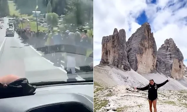 Selfie-hunting influencers spark chaos in the Dolomites as huge queues form to climb mountain for view of world-famous triple peak