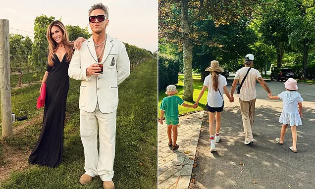 Robbie Williams and his wife Ayda enjoy an idyllic family weekend after he denied being 'off his nut' while addressing white substance incident
