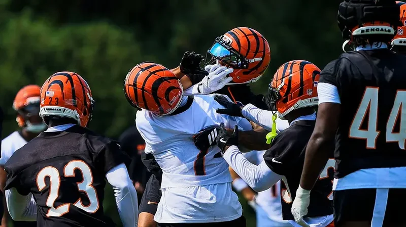 Ja'Marr Chase throws helmet as fight breaks out on first day of Bengals training camp