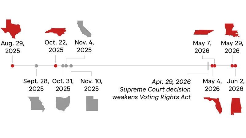 How predominantly Black areas in 6 states have been split up by redistricting