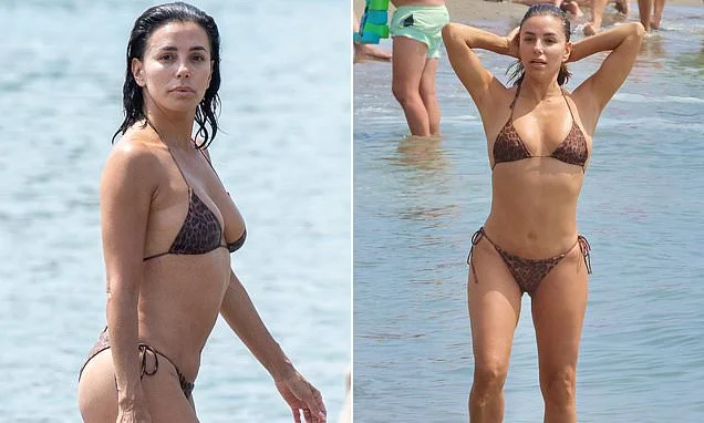 Eva Longoria, 51, shows off her toned bikini body as she puts on sizzling display on beach in Spain