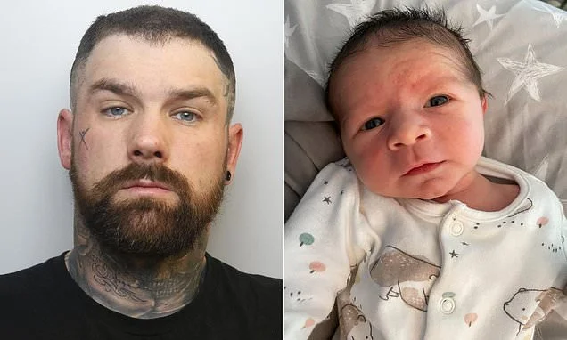 Enraged father is jailed for 18 years for squeezing his four-week-old son to death when he wouldn't drink his milk