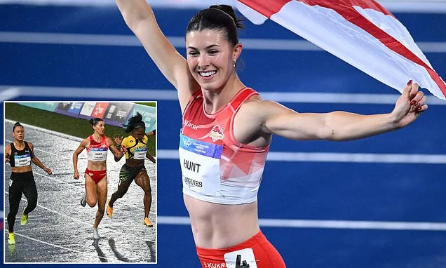 Silver lining for England's 'sexy and aggressive' track Goddess: Amy Hunt misses out on Commonwealth Games gold in women's 100m final