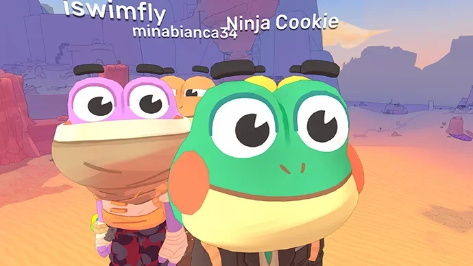 Tongue your friends in Big Hops Together, the froggy platformer's new eight player co-op update, which was inspired by Mario mods