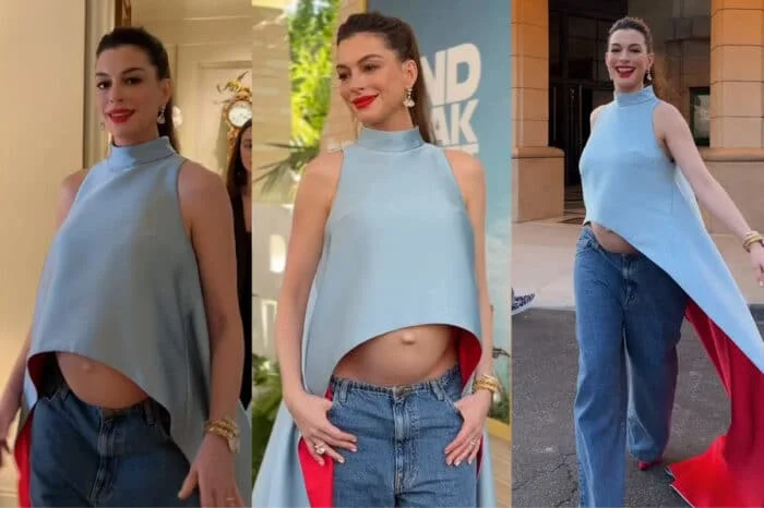 LOOK: Anne Hathaway shows off baby bump amid claims it’s 'fake'