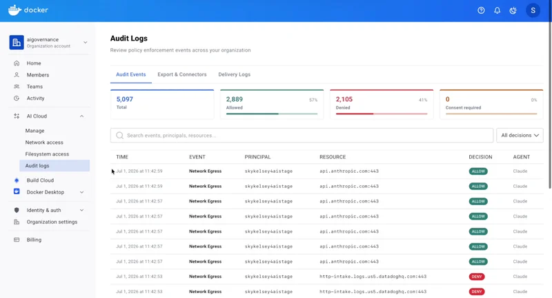 Docker AI Governance: Audit Logs, Now Where Your Security Team Already Works
