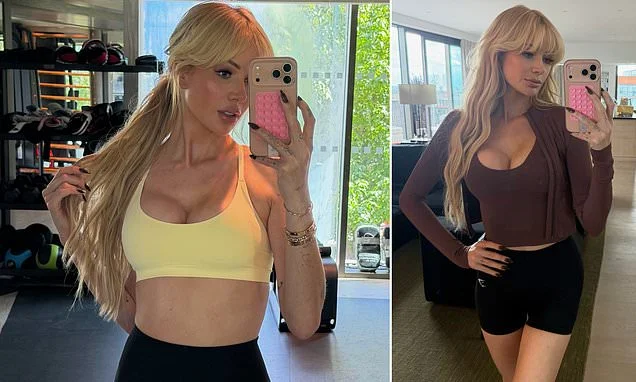 Olivia Attwood shows off her surgically enhanced cleavage in a sports bra after revealing she wants a THIRD boob job following the realisation she 'might not have a baby'