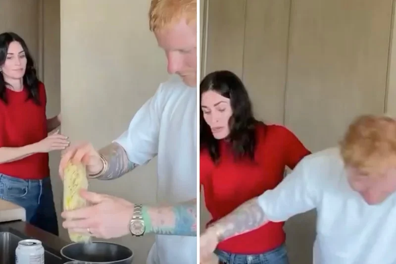Courteney Cox has Monica Geller moment as she enlists Ed Sheeran as kitchen helper