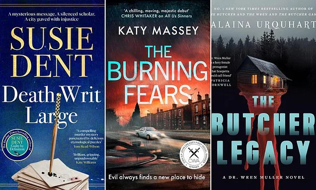 Susie Dent is back in the best Crime novels of the month: Death Writ Large by Susie Dent, The Burning Fears by Katy Massey, The Butcher Legacy by Alaina Urquhart