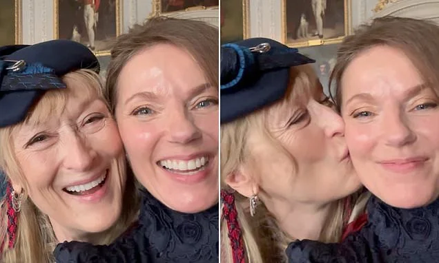Geri Halliwell reveals unlikely friendship with Meryl Streep, 77, as Hollywood icon plants a kiss on Spice Girls' cheek for her 54th birthday
