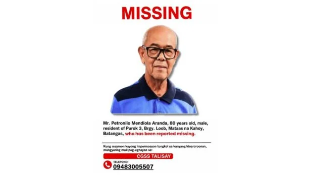 PCG seeks public’s help in finding 80 year-old ferry passenger