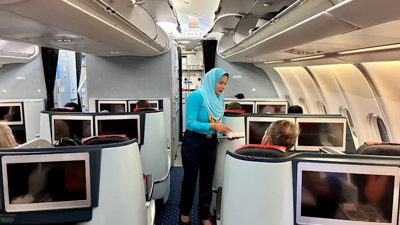 This business class is dated but at least it’s non-stop to paradise