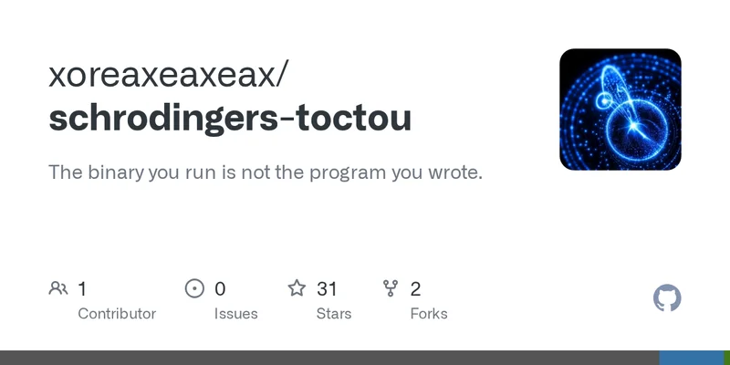schrodingers-toctou: The binary you run is not the program you wrote