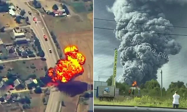 Putin's hell as Ukraine unleashes its most intense bombardment of the war, igniting fires across Russia and destroying drone factory