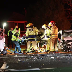 Serious crash on Don Buck Rd, West Auckland, as man rescued from wrecked car