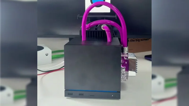 The 'world's first' water-cooled Steam Machine is a Frankenstein's monster of neon pink tubing and external hardware