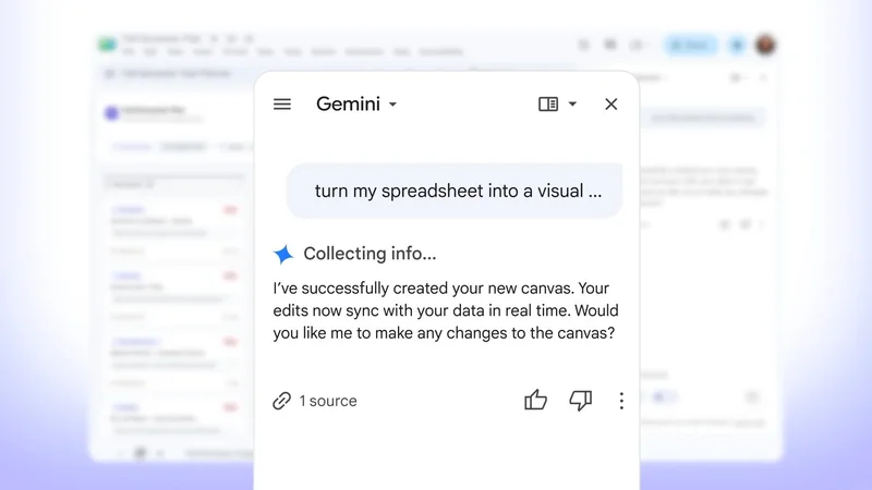 Gemini wants to turn your boring spreadsheets into interactive ones