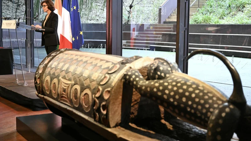 Ivorian drum, looted by France, goes on display for first time