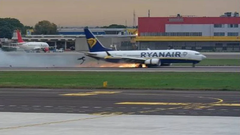 Ryanair aircraft tyres burst on landing after braking system fault, investigation finds