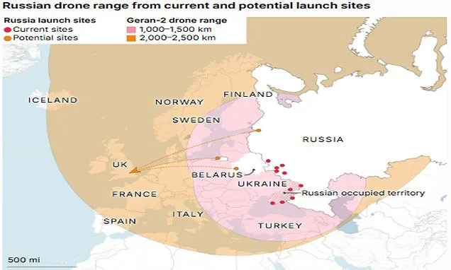 Could Putin really fire long-range drones into Nato territory? Experts warn dictator 'clearly' has the means - but alliance response would overwhelm Russian military