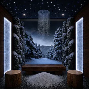 Inside NZ’s first snow room at Hanmer Springs hot pools
