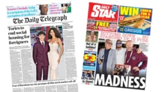 UK papers:  'Tories to end social housing for foreigners' and 'Bottoms down'