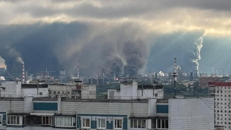 Ukraine’s drones hit a major Russian oil refinery, sparking fire