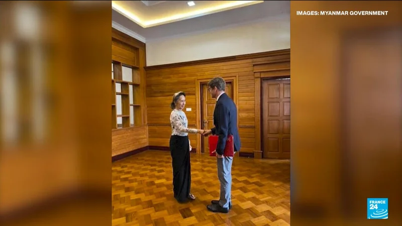 Myanmar: Ousted leader Suu Kyi makes rare appearance with Red Cross representative