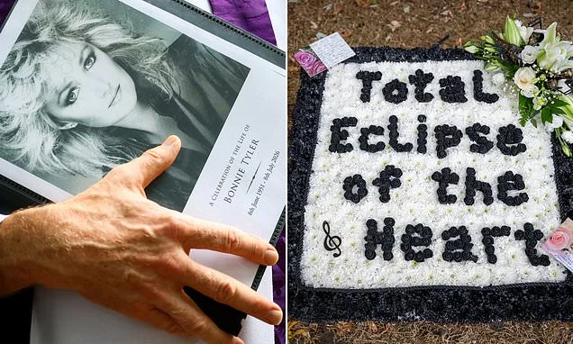 Bonnie Tyler's funeral preparations get underway at Swansea Minster with her order of service 'remembering the warm, generous artist' and Total Eclipse Of The Heart flower tribute