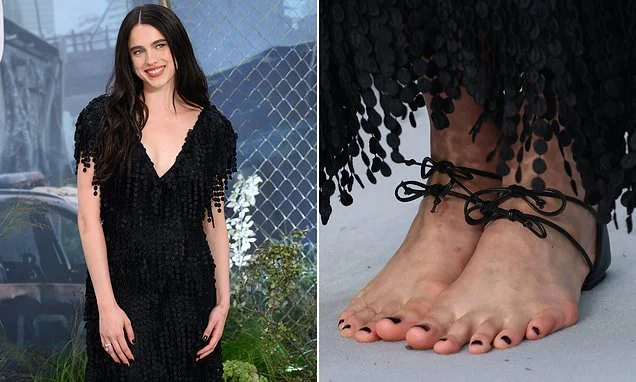 Hilarious moment Margaret Qualley is mocked for her £2.2k 'barefoot' Chanel sandals which have been dubbed the 'ugliest' shoes in the world